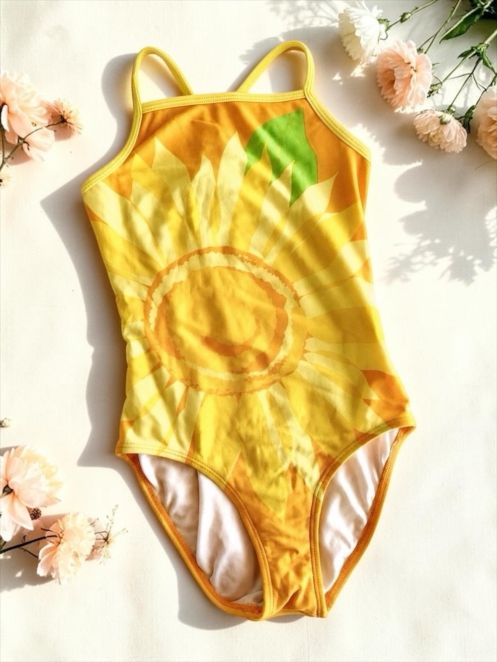 Hanna Andersson Girls Sunflower Swimsuit • Yellow • 120 cm (6–7Y)